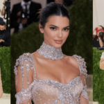 Kendall Jenner at Met Gala 2021 channeled Audrey Hepburn with a sheer, nude Givenchy Gown